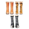 thumbnail image 2 of Gustave 3 Pairs Unisex Funny Animal Paw Socks 3D Printed Novelty Crew Socks Cat Dog Tiger Zebra Animal Feet Socks for Women Men, 2 of 7