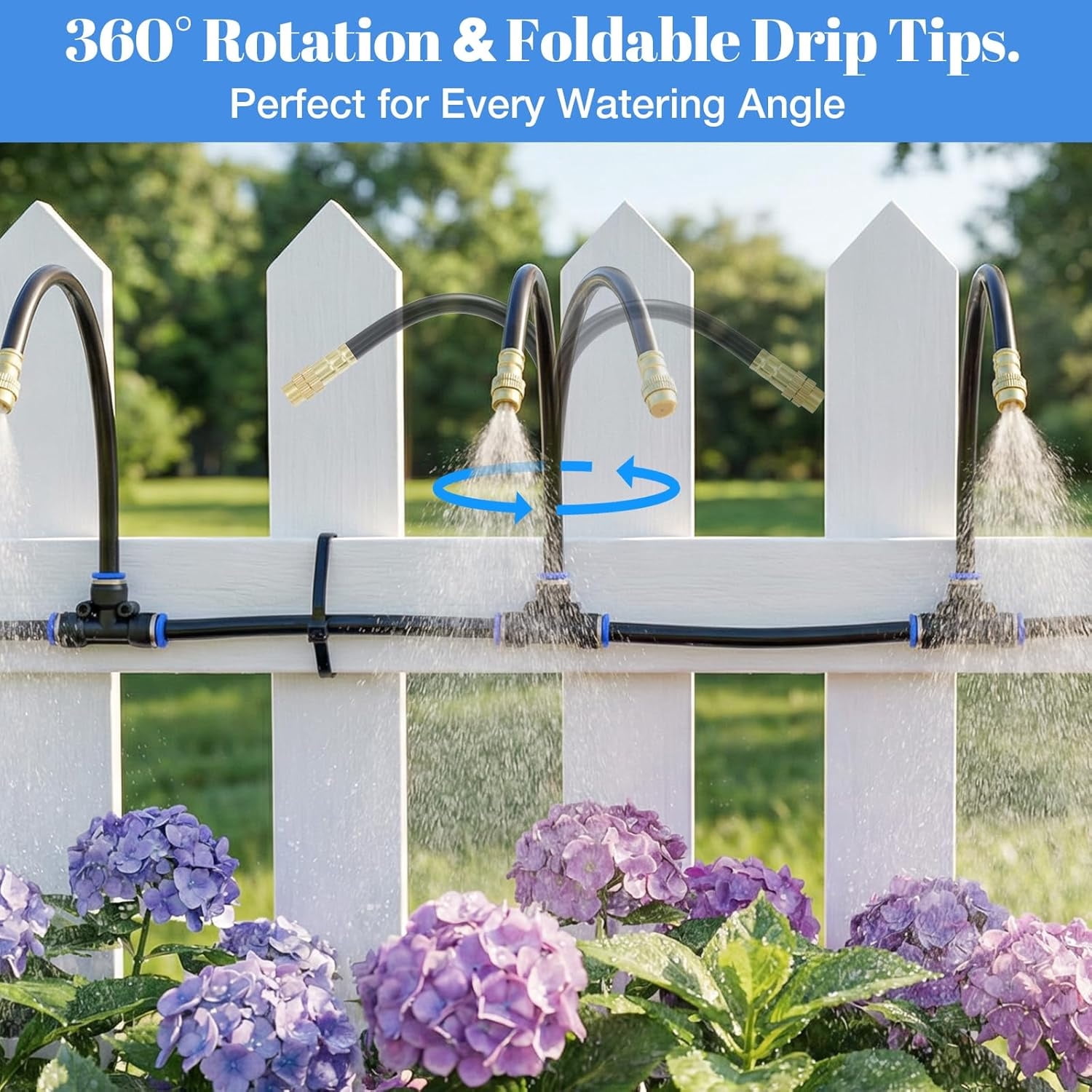 BSHAPPLUS® 100FT 5/16" Drip Irrigation System,Garden Irrigation Kit with 25pcs 360°Adjustable Bendable Copper Misting Nozzles,Atomizing Watering System for Lawn, Raised Bed,Greenhouse,Outdoor Cooling
