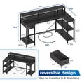 thumbnail image 2 of SUPERJARE L-Shaped Gaming Desk, LED Computer Desk with Power Outlets, Office Corner Desk with Drawer, Reversible L Shape Desk in Carbon Fiber Black, 2 of 8