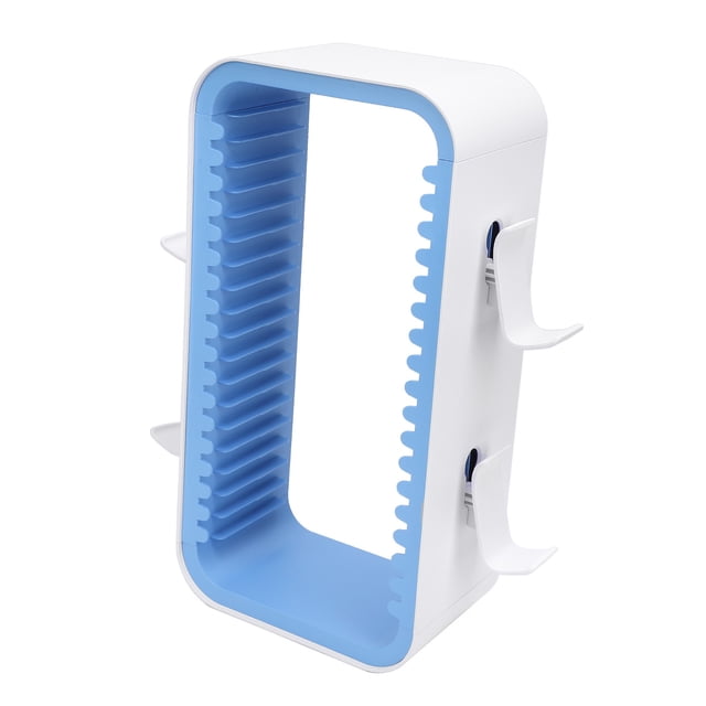 Game Storage Tower, Multifunctional Game Disks Holder Organizer 18 Slot Design Compatibility Stylish And Minimalistic Easy Installation for Office White Blue