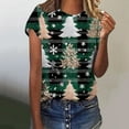 thumbnail image 2 of Women's Christmas Shirts Funny Christmas Tree Print Tee Shirts Crew Neck Top Short Sleeve Pullover Sweater Blouses Side Split Christmas Tops Christmas Gifts, 2 of 4