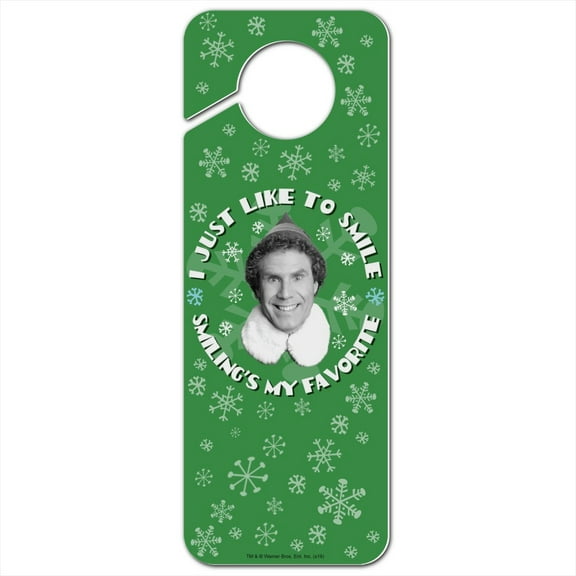 Elf Movie I Just Like to Smile Plastic Door Knob Hanger Sign