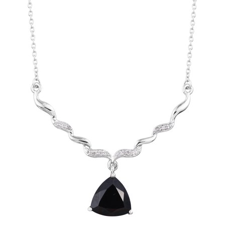 Sterling Silver Jewelry For Women Necklace 925 Sterling Silver Platinum Plated Black Spinel Zircon Gift Jewelry for Women Size 18