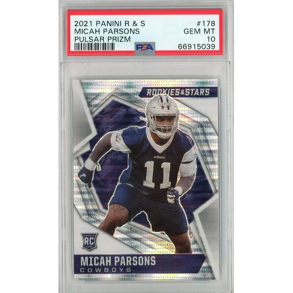 Graded 2021 Panini Rookies  Stars Micah Parsons #178 Pulsar Prizm Rookie RC Football Card PSA 10 Gem Mint