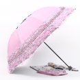 thumbnail image 1 of Ladies Foldable Lace Sun Umbrella Windproof Uv Protection Parasol Umbrella (1pcs-pink), 1 of 5