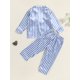 thumbnail image 5 of Conjunto de pijama unisex para niños y niñas Tsseiatte, con rayas, manga larga, camisetas, pantalones largos, 2 piezas, para estar en casa, 5 of 7
