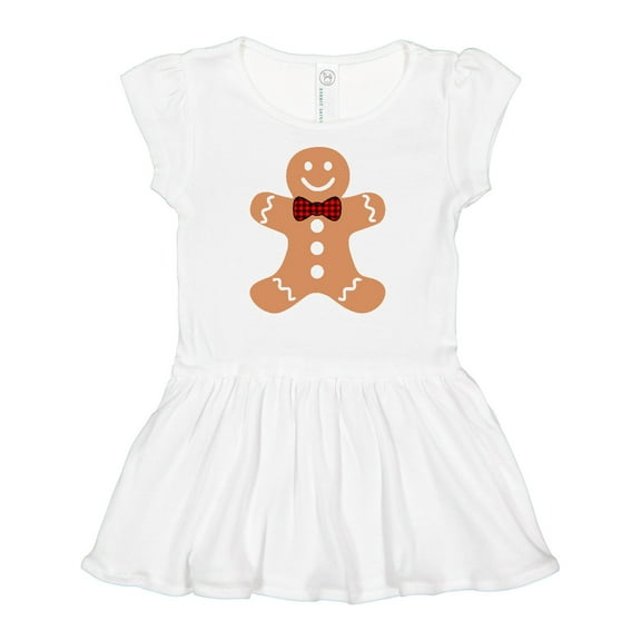 Inktastic Cute Gingerbread Man with Red Plaid Bowtie Girls Baby Dress
