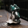 thumbnail image 5 of 1pc Ceramic Lotus Frog Backflow Incense Burner, Handmade Home Decor (Without Incense), 5 of 9