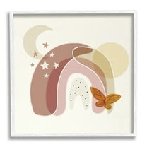 Stupell Indtries Dessert Moon Rainbow Starry Sky Butterfly Terracotta Tone,17 x 17,Design by Daphne Polselli