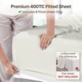 thumbnail image 3 of California Design Den King Size Fitted Sheet Only, Soft 400 Thread Count 100% Cotton Sateen, Deep Pocket, All-Around Elastic, Sidedicators - Ivory (Pale Tone), 3 of 10