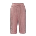 thumbnail image 4 of Gubotare Bermuda Shorts for Women Knee Length Drawstring Elastic Waist Shorts Summer Beach Shorts with Pockets,Red M, 4 of 5