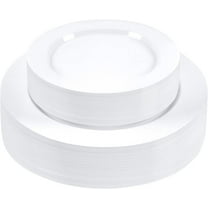 SETUP Disposable White Plastic Plates, 30pcs 10.25" Dinner Plates and 30pcs 7.5" Salad Plates