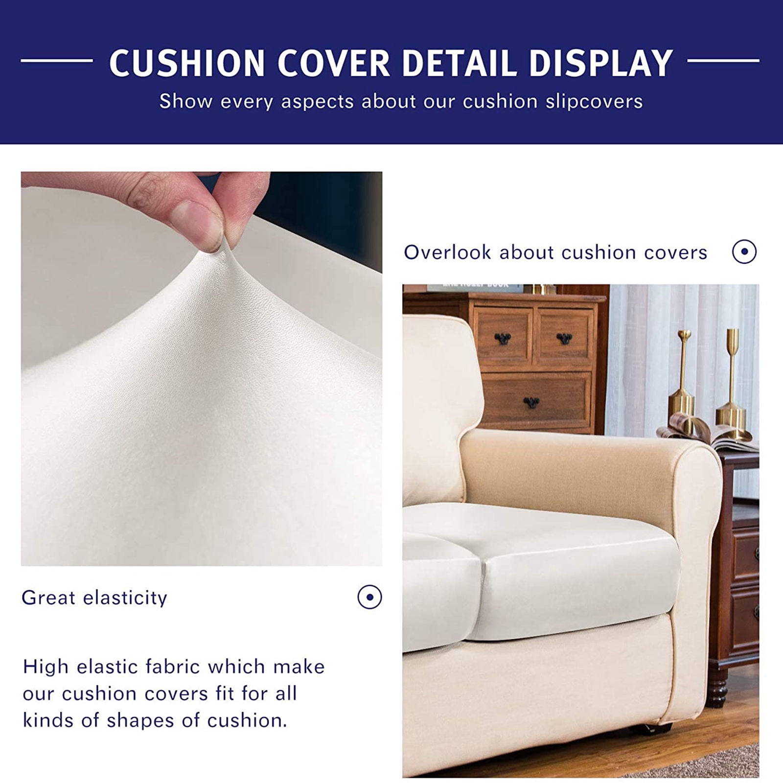 Water Resistant Cushion Cover, Leather Couch Cushion Cover Soft Furniture Protector Easy to Clean and Durable Cushion Cover for Restaurant-white-2-Seat