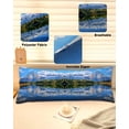 thumbnail image 2 of Blue Mountain Body Pillow Cover 20 x 54 Inch Decorative Pillow Cover Modern Art Green Forest Lake Lumbar Pillowcase Seasonal Rectangle Cushion Case for Couch Sofa Bed Living Room, 2 of 7