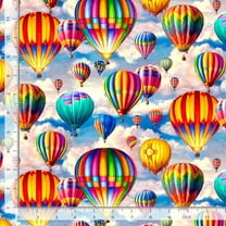 Cotton Tour Around the World Hot Air Balloons Aviation Clouds Sky Timeless Treasures Multicolor Cotton Fabric Print by the Yard (DONA-CD3719-MULTI)