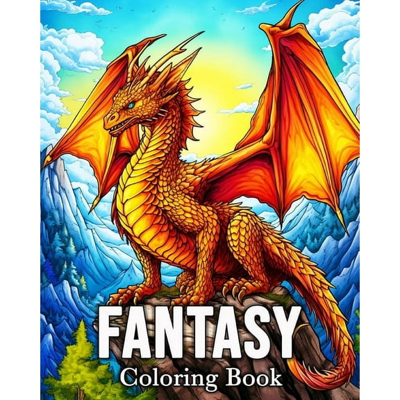 Fantasy Coloring book for Adults: 50 Amazing Images for Stress Relief and Relaxation, (Paperback)