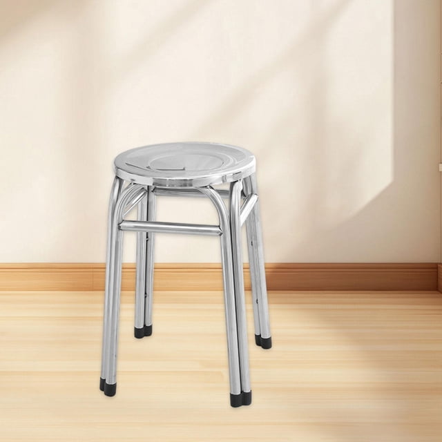 Taburete apilable de bar portátil, antideslizante, de metal, con reducción de ruido, de acero inoxidable, sin respaldo, para aulas, interiores y