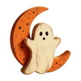 thumbnail image 2 of Aoznliie Halloween Decor, Hand Carved Wooden Ghost Ornament for Tabletop, 6x5 inch Cute Figurine for Indoor Display, White, 2 of 6