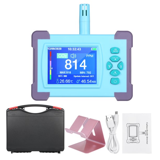 Detector de dióxido de carbono con batería recargable Probador de medidor de CO2 portátil