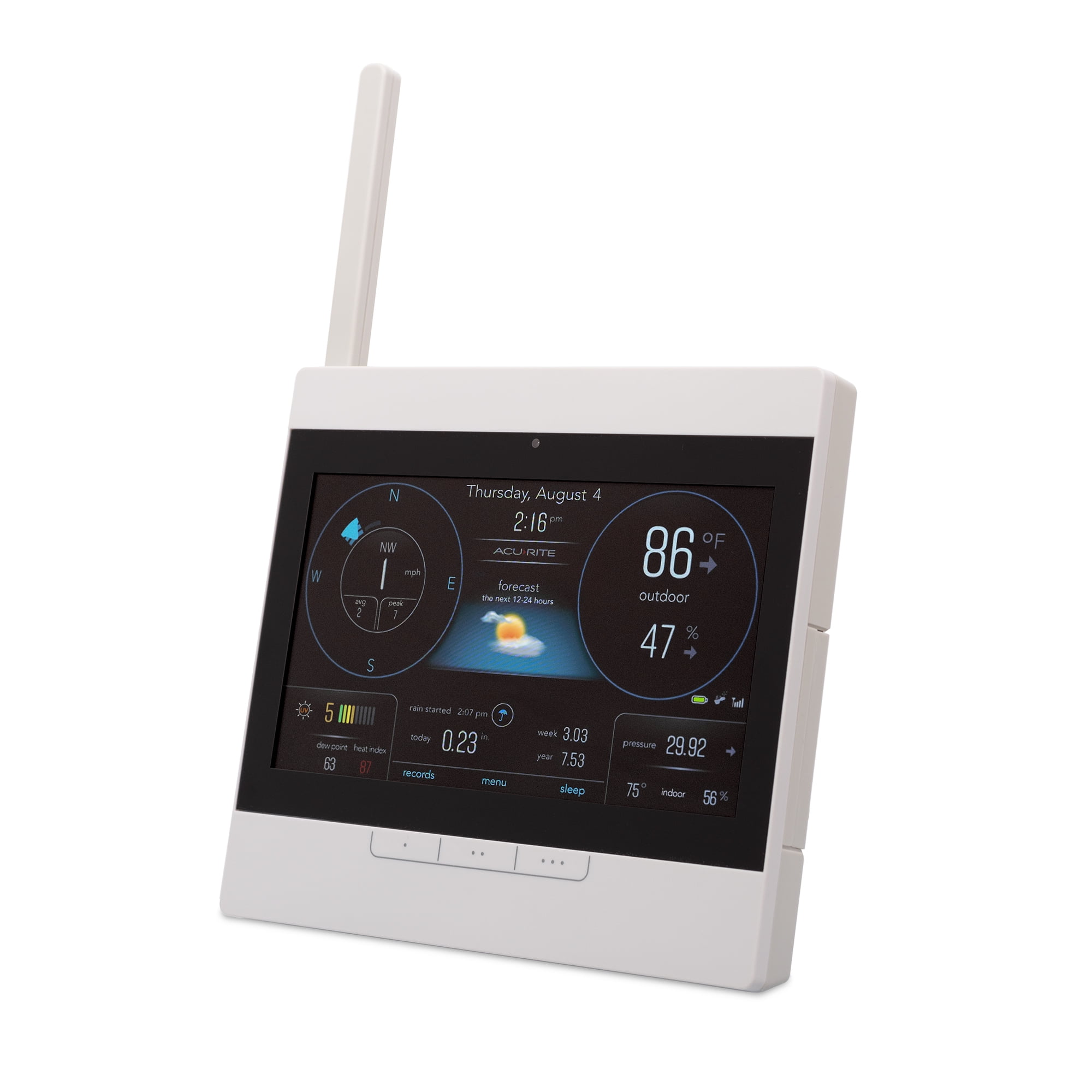 Acurite Atlas Weather Station with White HD Display for Temperature, Humidity, Wind Speed/Direction with Built-in Barometer (01127m)