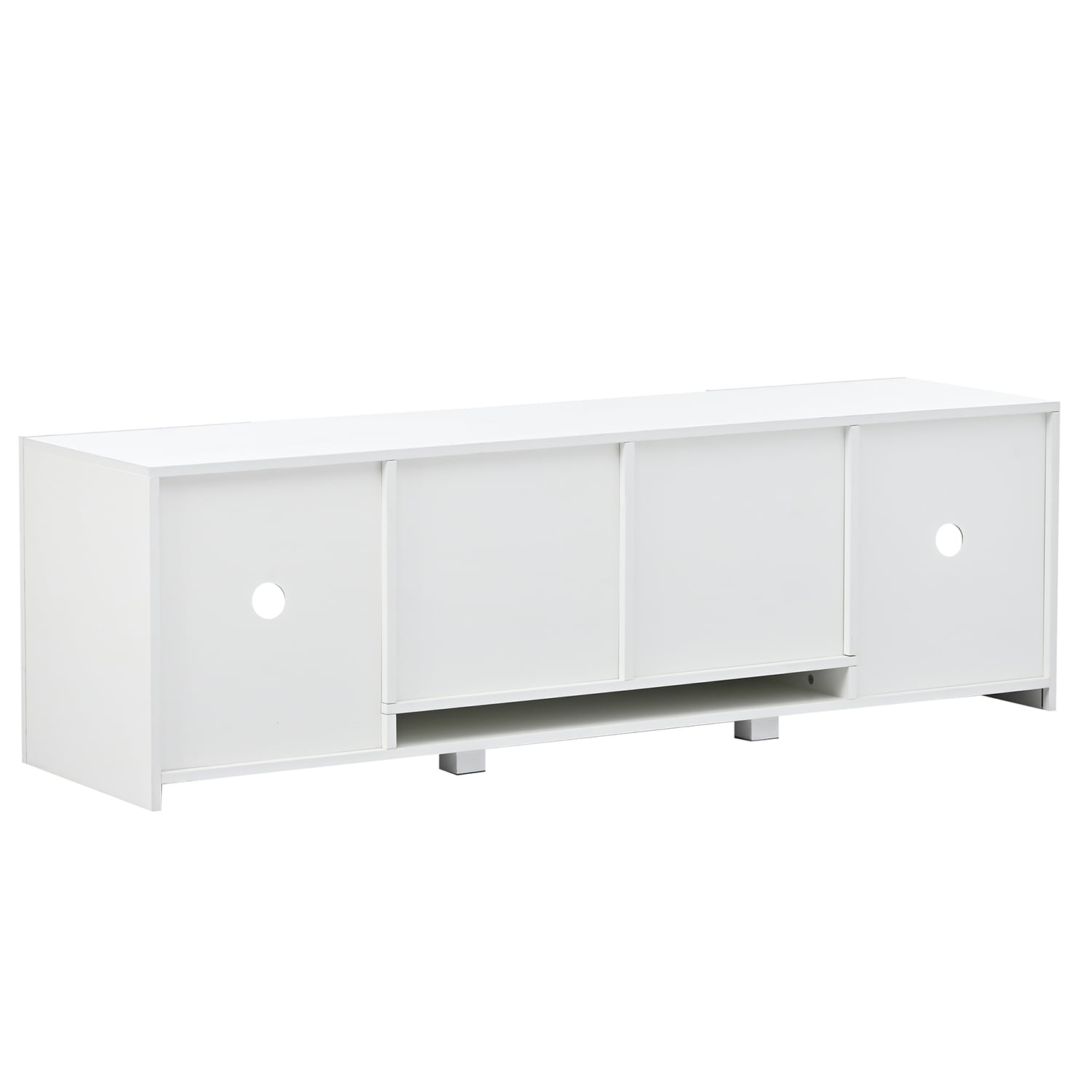 Kadyn TV Cabinet, Modern TV Stand with 2 Tempered Glass Shelves, Entertainment Center TV Console with LED Color Changing Lights for TVs Up to 70”, White