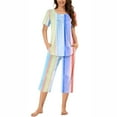 thumbnail image 1 of Rbaofujie Short de Pyjama pour Femmes T-Shirt de Nuit à Col Rond à Imprimé Dégradé à Manches Courtes et Ensemble Pantalon Tenue d'Intérieur Pyjamas avec Poches Vêtement de Nuit Tenue d'Intérieur, 1 of 6