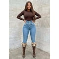 thumbnail image 2 of Moda Xpress Women's Juniors Butt Lifting Spandex Waist Light Wash Skinny Jeans 10476F, 2 of 7