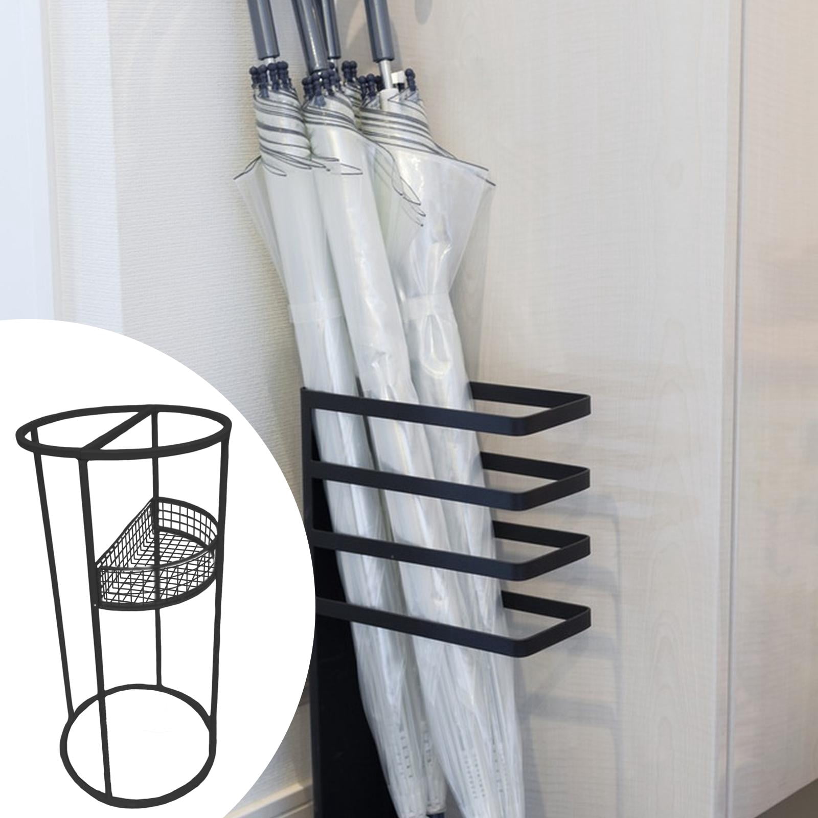 Dualoai Umbrella Stand Metal Round Portable Umbrella Holder for Office Entryway Home Black