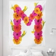 thumbnail image 1 of Letter M Tapestry, Pink and Orange Gerbera Flowers and Tulips in Full Blossom Fresh Spring, Fabric Wall Hanging Decor for Bedroom Living Room Dorm, 5 Sizes, Hot Pink Orange Green, by Ambesonne, 1 of 1
