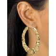 thumbnail image 5 of PalmBeach Jewelry 3 Pair Bamboo Style Hoop Earrings Set in Yellow Goldtone (2 1/3", 2 1/2", 2 7/8"), 5 of 6