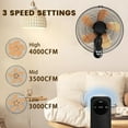 thumbnail image 4 of Wall Mount Fan 20 Inch with Remote, 3-speed Wall Oscillating Quiet Fan with 5 Metal Blades, Adjustable Tilt and Timing, High Velocity Fans for Bedroom, Gym, Office, Warehouse, Garage, Gold, 4 of 10