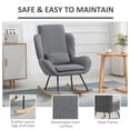 thumbnail image 3 of HOMCOM Modern Rocking Chair with Removable Lumbar Pillow Fabric Sofa Armchair with Thick Padding, Metal Frame, Wood Base for Living Room, Light Grey, 3 of 9