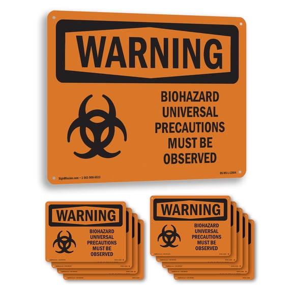 Biohazard Universal With Symbol OSHA WARNING Aluminum Sign 18 Inch x 12 Inch - 10 Pack