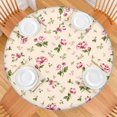 thumbnail image 2 of Round tablecloth with elastic edge, soft polyester fabric, water-resistant, floral design, fits 44-52 inch tables, big size version, 2 of 7