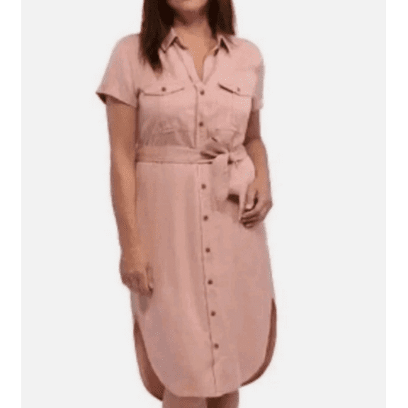 Teddi Ladies Rose Shirt Dress Terracotta Large