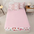 thumbnail image 4 of Homewish Cute Bowknot Zipper Twin Comforter Sets with Fitted Sheet and 2 Pillowcases for Kid, Butterfly Knot Zipper Bedding Set, White Red, Pink Reversible, 4 Pieces, 4 of 6