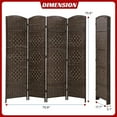 thumbnail image 2 of 4-Panel Rattan Room Divider, Freestanding Folding Privacy Screen for Indoor Use,  Brown, 2 of 7