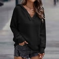 thumbnail image 3 of Vedolay Womens Sweater Womens Crewneck Oversized Pullover 2023 Fall Cable Knit Long Sleeve Sweaters,Black XL, 3 of 5