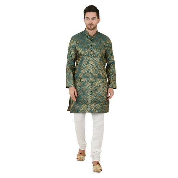 eloria Men's Tunic Jacquard Kurta Pajama Indian Traditional Suit Wedding Party Dress Set Party Wear Apparel