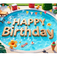 thumbnail image 3 of Vibrant Design Happy Birthday Swimming Pool Summer Theme Float Decoration Party Banner for Pool Party Beach Celebration Outdoor Event, 3 of 7