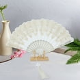 thumbnail image 4 of Unique Bargains 1 Pc Lucky Cloud Pattern Folding Fan for Masquerade White Silk Fabric, 4 of 5