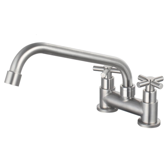 UMANYI Bar Pre Faucet 2 Hole 4 inch Deck Mount Utility Laundry Faucet Stainless Steel 2 Handle Low Arc RV Mini Kitchen Commercial Sink Faucet SSKF10-1B