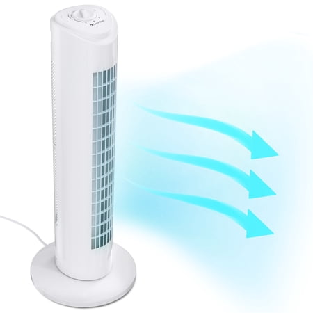 Comfort Zone 29  3-Speed Oscillating Tower Fan with Sturdy Base  White