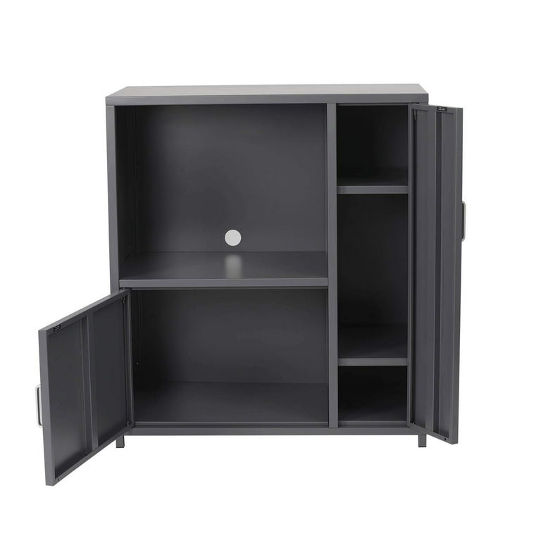 KARMAS PRODUCT Microwave Cabinet Stainless Steel Kitchen Storage Organizer with Shelf and 2 Doors, Gray KARMAS PRODUCT Microwave Cabinet Stainless Steel Kitchen Storage Organizer with Shelf and 2 Doors, Gray