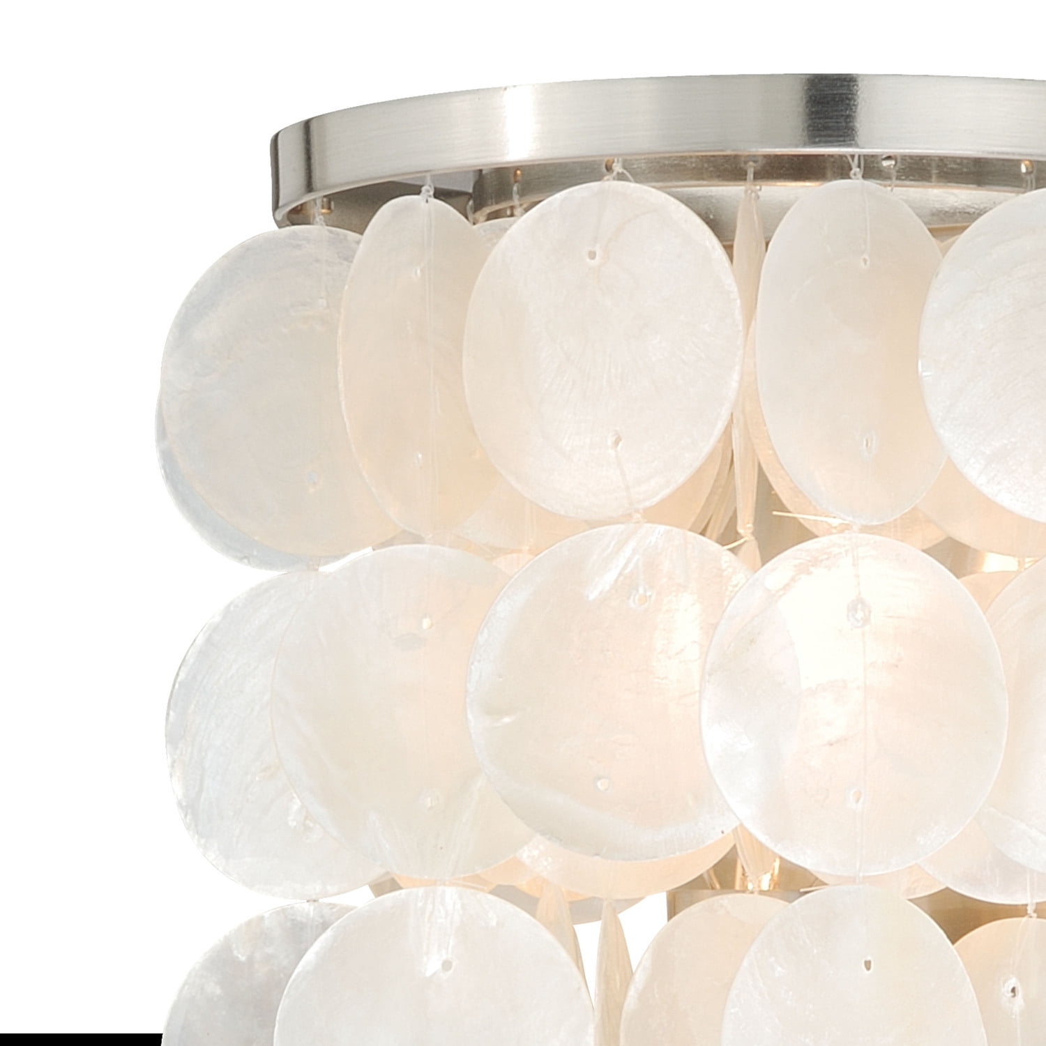 Maykoosh Tuscan Treats 1 Light Satin Nickel Capiz Shell Coastal Bathroom Wall Fixture