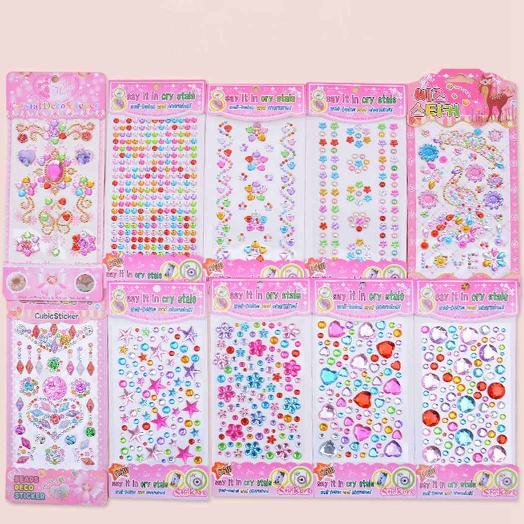 Maxleaf 10Sheets (360PCS) Clear Colorful Heart Jewels Rhinestone Diamond  Stickers for Crafts Phone Case Kids Gifts Keyboards Laptops, Self Adhesive