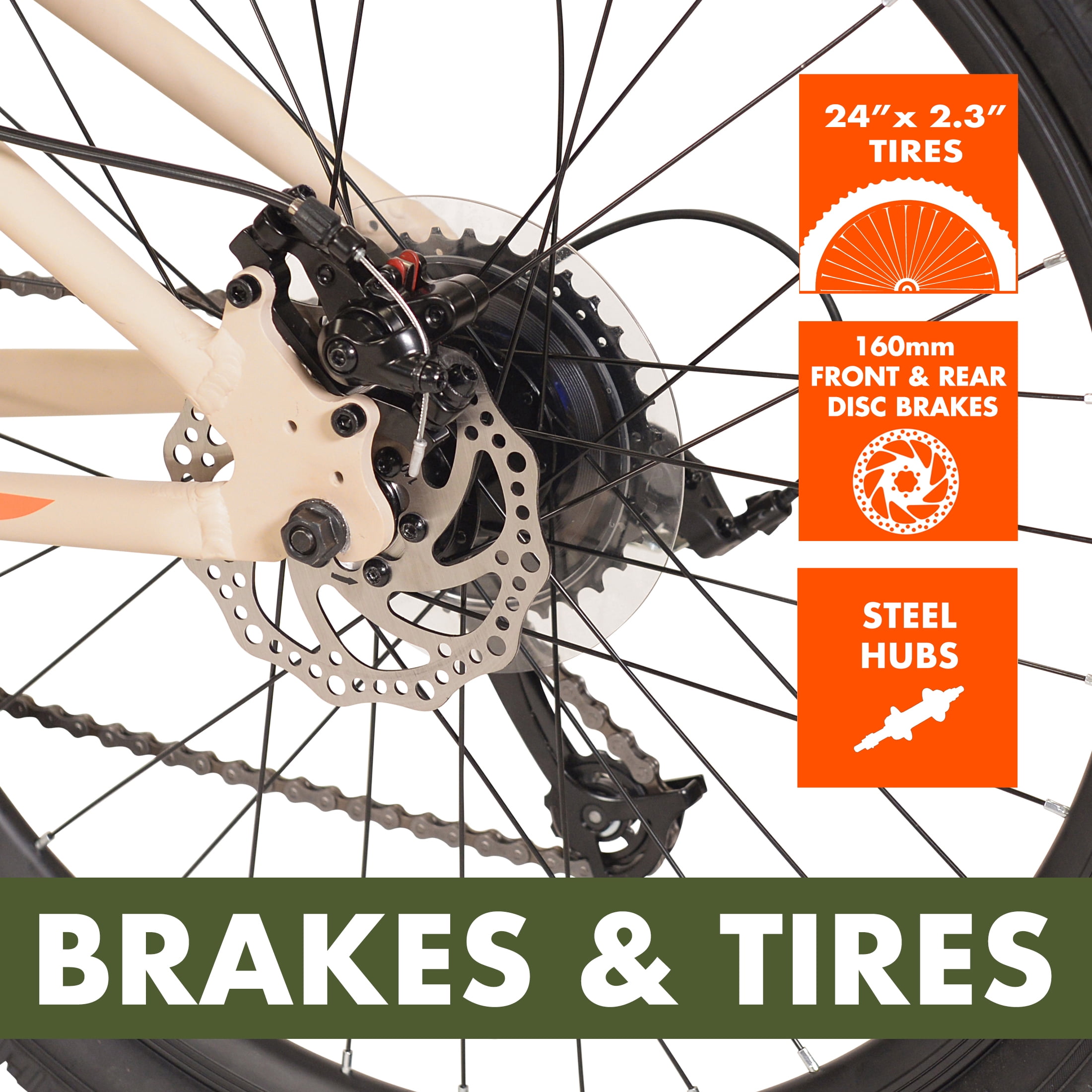 Ozark Trail 24" M.1 Mountain Bicycle, 8 Speed, Vanilla, Fits Riders 4'6" - 5'6", Teen, Unisex, Online Only