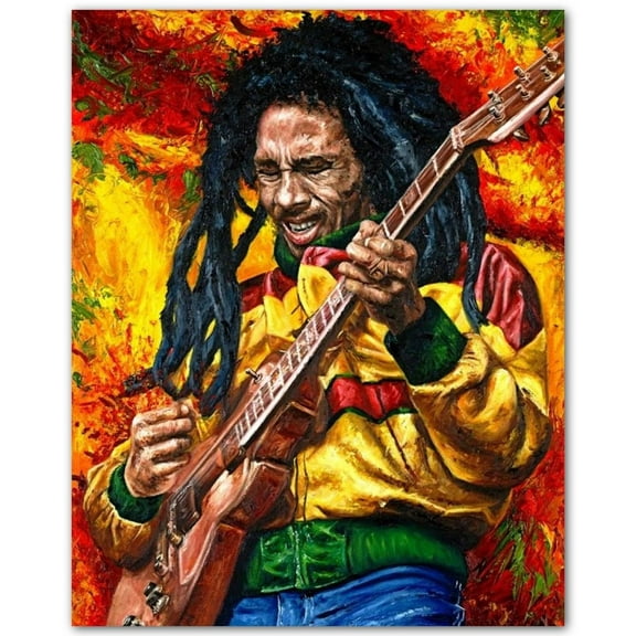 Bob Marley Wall Art Print - Vibrant Reggae Music Poster for Room, Office, Studio, Man Cave, and Home Decor - Wall Art Poster - Gift Music Lovers, Fans