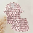 thumbnail image 5 of Yuncity Womens Easter Pajama Set Silk Satin Heart Shaped Rabbit Short Sleeve Button Down Shirt Shorts Pjs Loungewear Sleepwear Light Pink Xl, 5 of 5