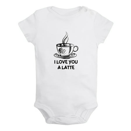 

iDzn I Love You A Latte Funny Rompers For Babies Newborn Baby Unisex Bodysuits Infant Jumpsuits Toddler 0-12 Months Kids One-Piece Oufits (White 0-6 Months)